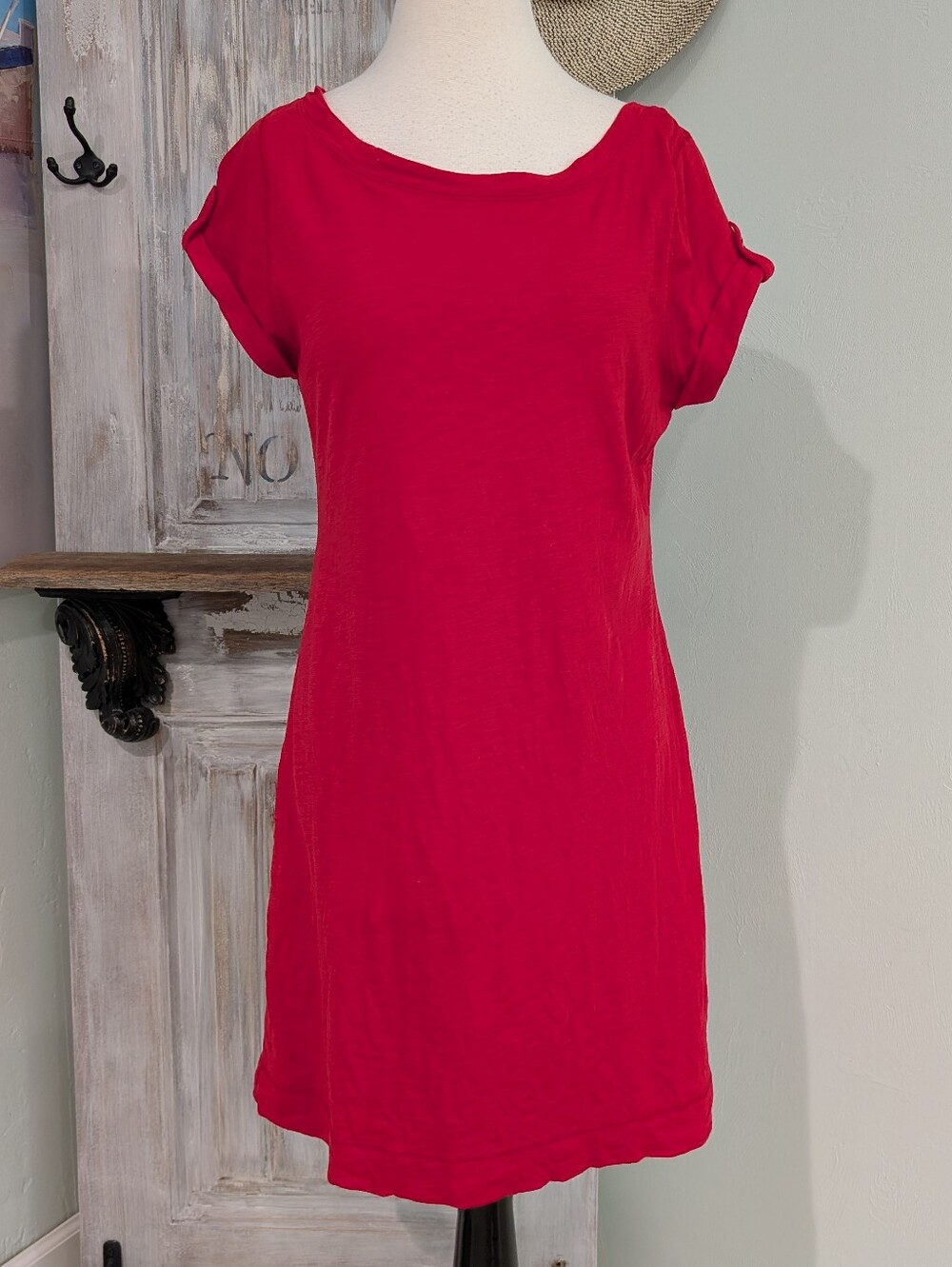 Banana Republic Red Short Sleeve Cotton Dress